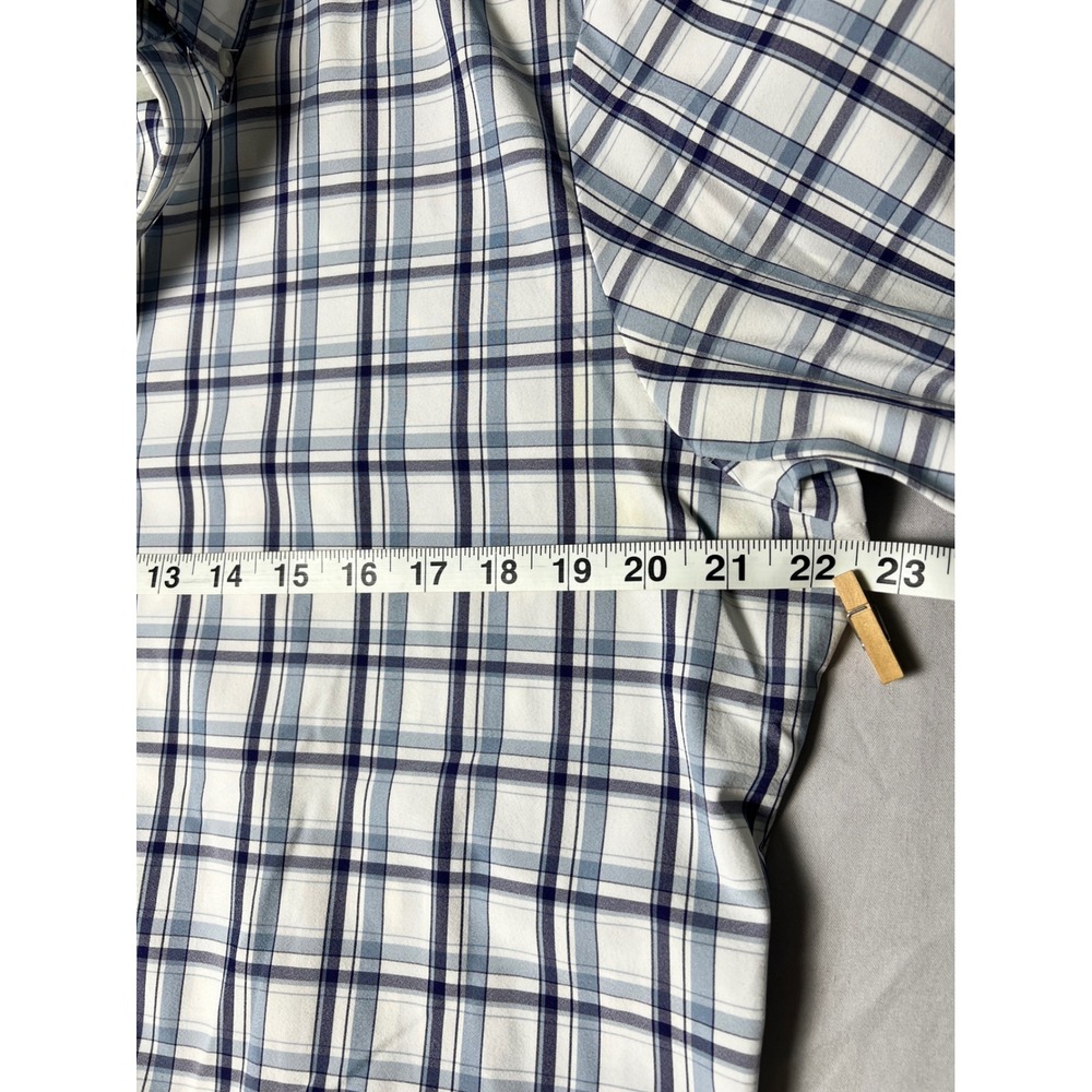 Mizzen+Main Leeward Collection Plaid Shirt Mens Large Blue White Stretch - Picture 7 of 7
